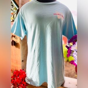 Trader Joe’s Blue Tropical Floral Vibe Pullover Cotton Crew Graphic Tee M